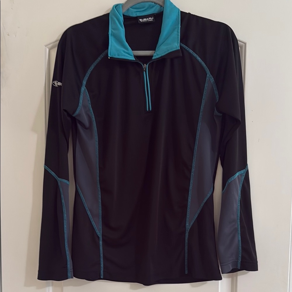 Subaru Black and Teal Long Sleeve Top